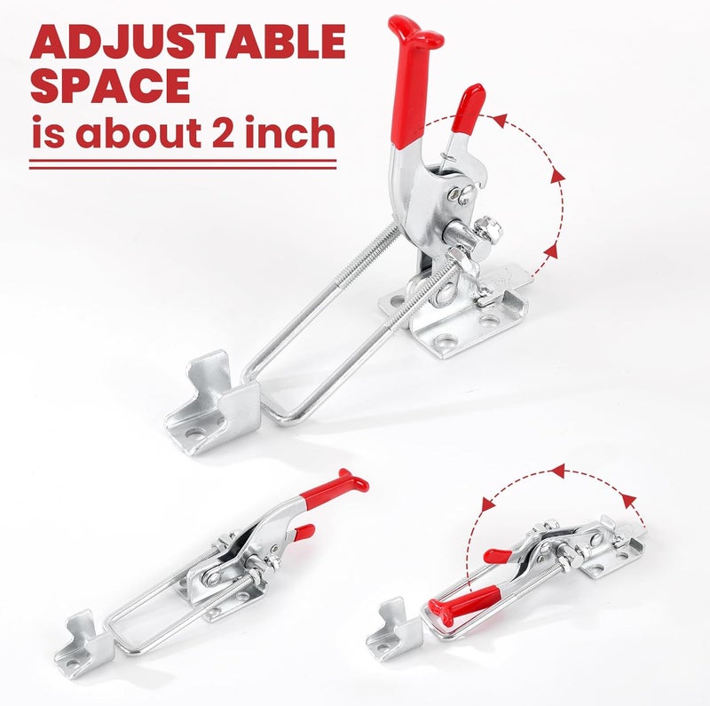 ALISWAT 8 Pack Heavy Duty Toggle Clamp Latches 431 Type, 2000Lbs Holding Capacity Adjustable Latch U Bolt Self Lock Toggle Latch Smoker Lid Latch for Tire Carrier Latch Trailer Latch Door Latch Hardware - Image 3